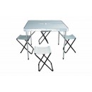 Набор Woodland Picnic Table Set Luxe, стол и стулья, 85 x 82.5 x 70 см (алюминий, с отв. под зонт)
