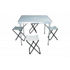 Набор Woodland Picnic Table Set Luxe, стол и стулья, 85 x 82.5 x 70 см (алюминий, с отв. под зонт)
