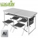 Стол складной Norfin RUNN NF алюминиевый 120x60 +4 стула набор (NF-20310)